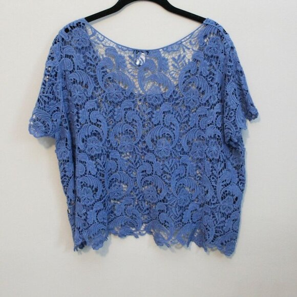 Torrid Crochet Lace Sheer Scalloped Crop Top Blue Plus Size 1X H10777 - Picture 5 of 7